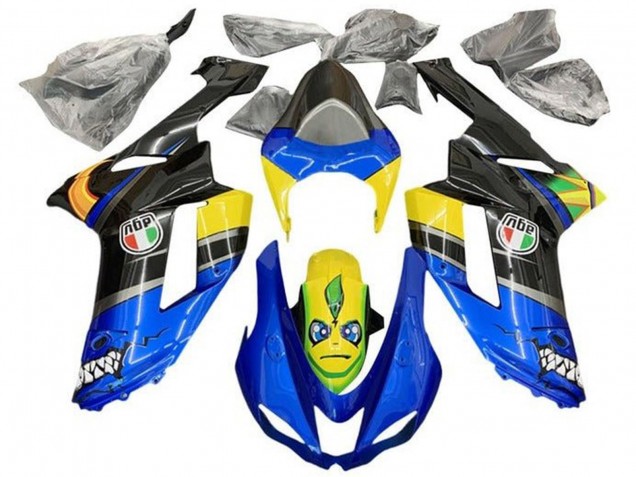 Carenados Moto Kawasaki ZX6R 2007-2008 - Azul Negro Amarillo Tiburón