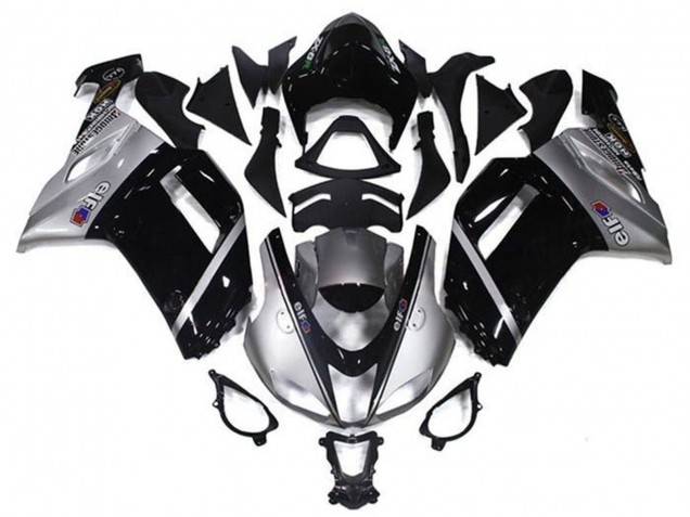 Carenados Moto Kawasaki ZX6R 2007-2008 - Plata Negro Elf