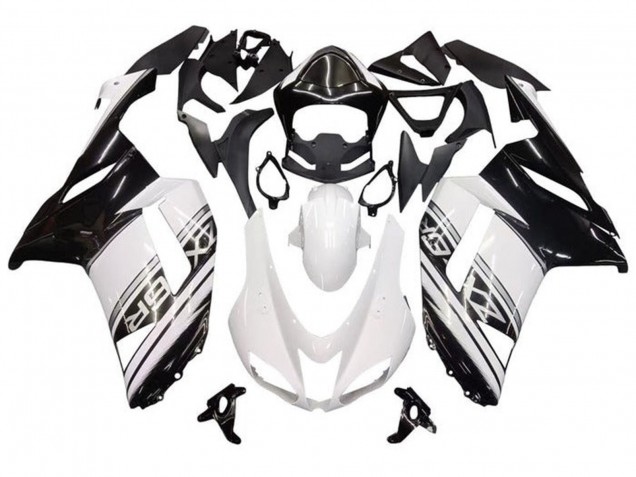 Carenados Moto Kawasaki ZX6R 2007-2008 - Blanco Negro Plata Raya