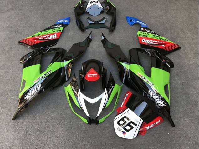 Carenados Moto Kawasaki ZX6R 2013-2018 - Verde Negro Rojo Blanco Motocard 66