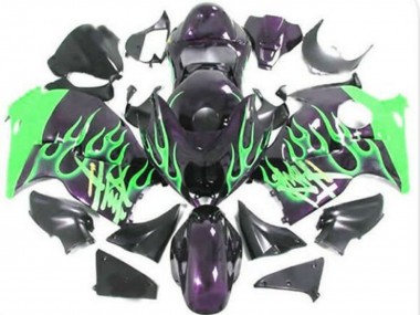 Carenados Moto Suzuki GSXR1000 1996-2007 - Negro Brillante Verde Llama