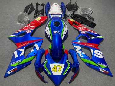 Carenados Moto Suzuki GSXR 1000 2005-2006 - Azul Verde Blanco Rojo 47 Carrera