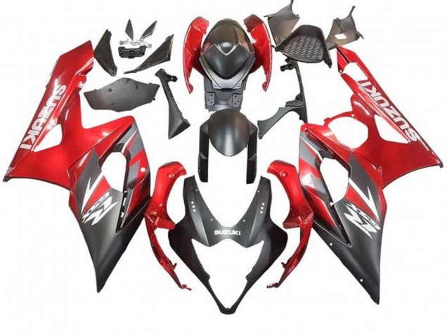 Carenado Moto Suzuki GSXR 1000 2005-2006 - Negro Mate Rojo