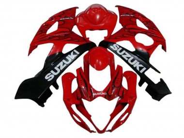 Carenados Moto Suzuki GSXR 1000 2005-2006 - Rojo Negro Llama Blanco
