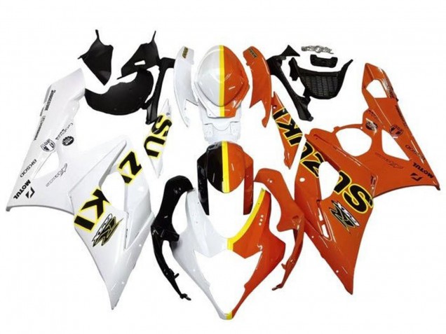 Carenados Moto Suzuki GSXR 1000 2005-2006 - Blanco Naranja Amarillo Dividir
