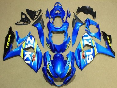 Carenados Moto Suzuki GSXR 1000 2009-2016 - Azul Blanco Amarillo Raya Negro
