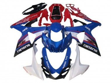 Carenados Moto Suzuki GSXR 1000 2009-2016 - Azul Blanco Rojo Negro Raya