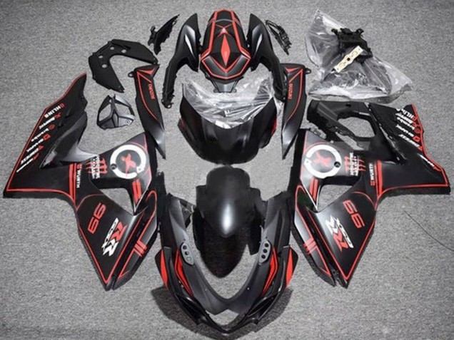 Carenados Moto Suzuki GSXR 1000 2009-2016 - Negro Mate Rojo Pinstripe