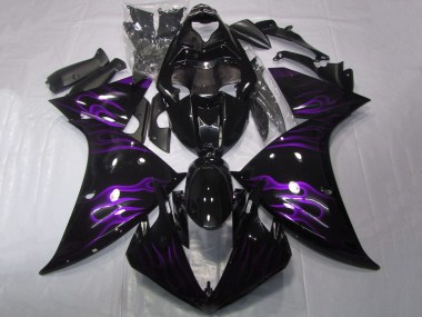 Carenados Moto Yamaha YZF 1000 R1 2009-2011 - Negro Brillante Púrpura Llama