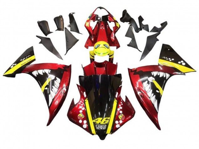 Carenados Moto Yamaha YZF 1000 R1 2009-2011 - Rojo Amarillo Negro Tiburón