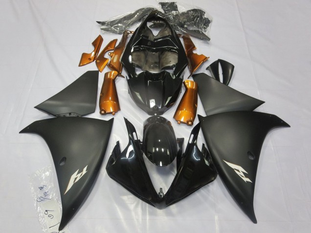 Carenados Moto Yamaha YZF 1000 R1 2012-2014 - Negro Brillante Negro Mate Naranja