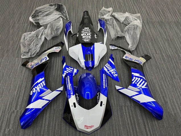 Carenados Moto Yamaha YZF 1000 R1 2015-2019 - Blanco Azul Negro Milwaukee