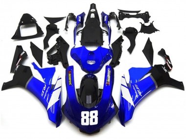 Carenados Moto Yamaha YZF 1000 R1 2015-2019 - Azul Blanco Negro Brillante Akropovic