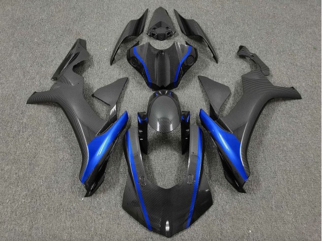 Carenados Moto Yamaha YZF 1000 R1 2015-2019 - Falso FibraCarbono Azul