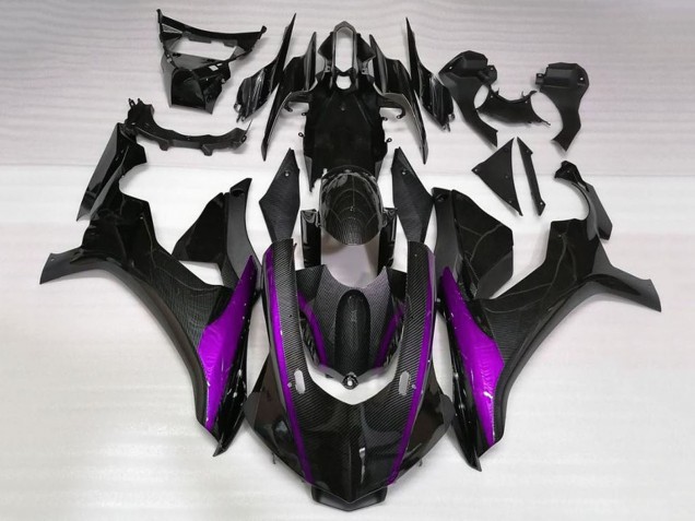 Carenados Moto Yamaha YZF 1000 R1 2020-2025 - Falso FibraCarbono Púrpura Raya