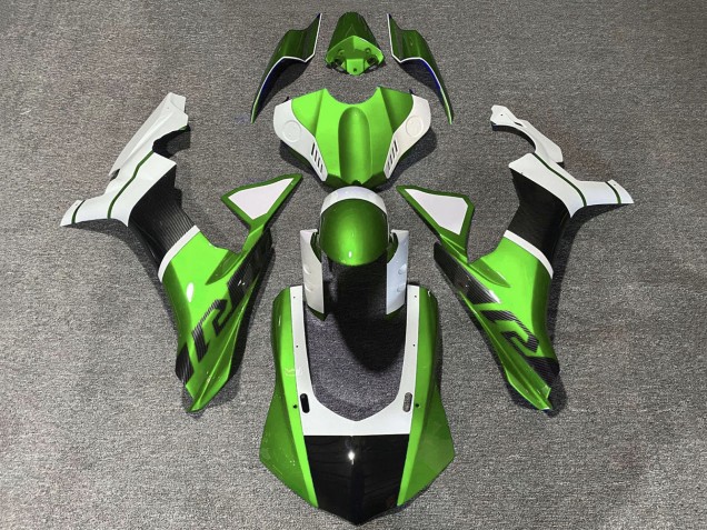 Carenados Moto Yamaha YZF 1000 R1 2020-2025 - Blanco Verde Falso FibraCarbono