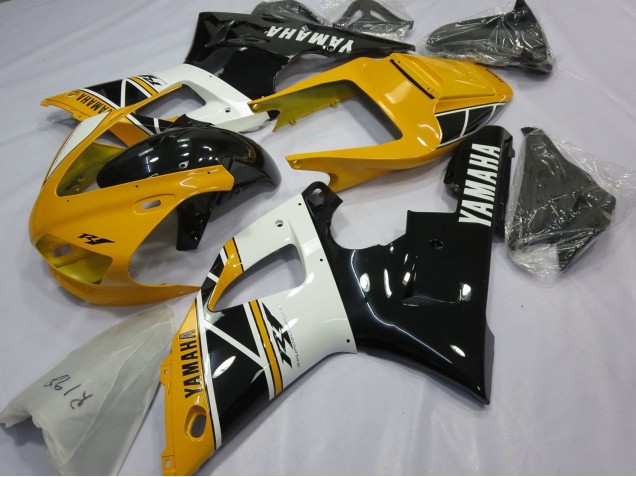 Carenados Moto Yamaha YZF 1000 R1 1998-1999 - Amarillo Blanco Negro Brillante