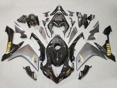 Carenados Moto Yamaha YZF 1000 R1 2007-2008 - Gris Negro Brillante Oro Calcomanía