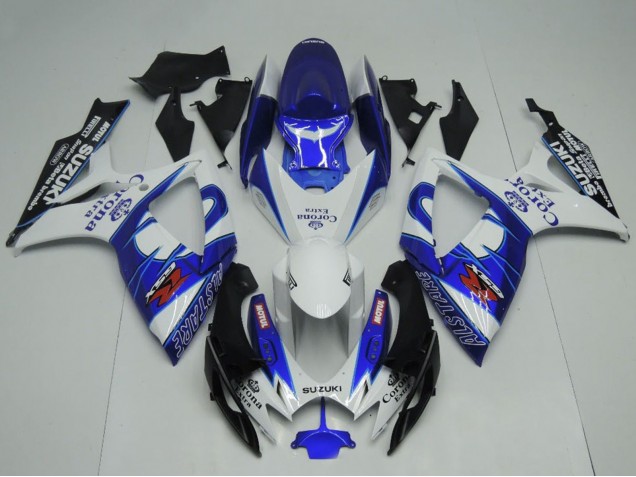Carenados Moto Suzuki GSXR 600 / GSXR 750 2006-2007 - Blanco Azul Negro Corona Extra Motul