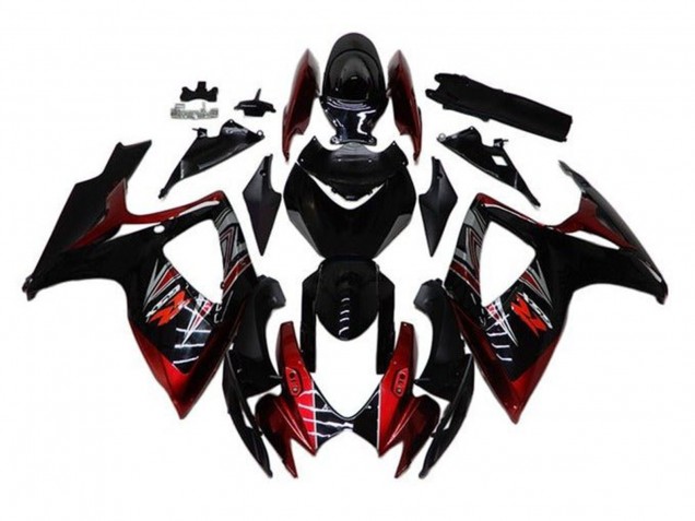 Carenados Moto Suzuki GSXR 600 / GSXR 750 2006-2007 - Negro Brillante Rojo