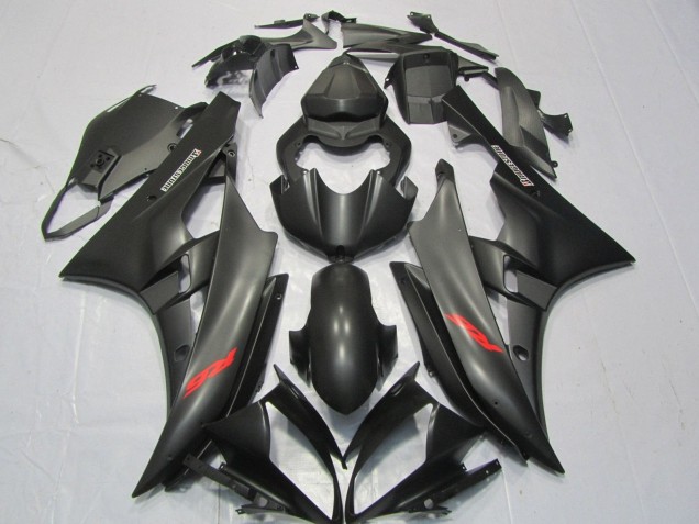 Carenados Moto Yamaha YZF R6 2006-2007 - Negro Mate Rojo Calcomanías