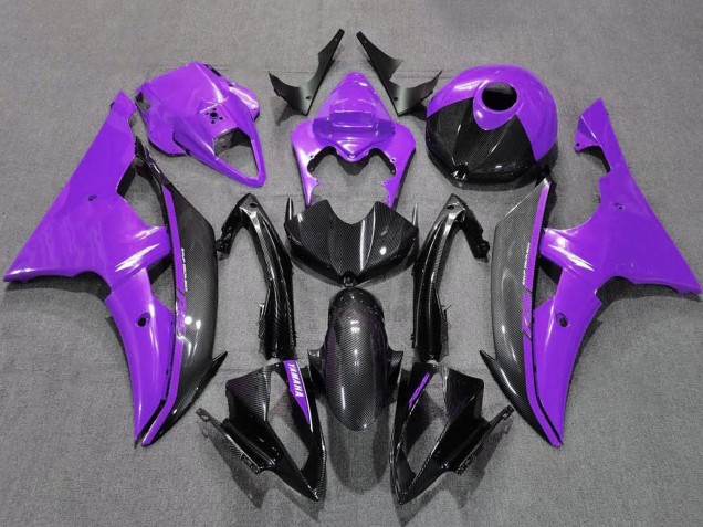 Carenados Moto Yamaha YZF R6 2008-2016 - Púrpura Negro FibraCarbono Estilo