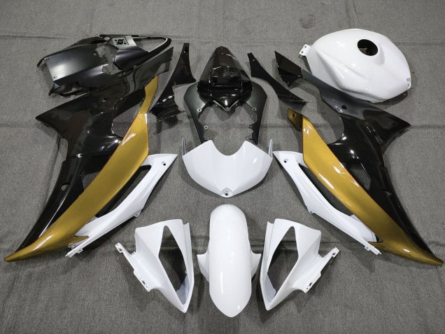 Carenados Moto Yamaha YZF R6 2008-2016 - Blanco Oro Negro Brillante