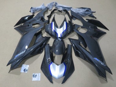 Carenados Moto Yamaha YZF R6 2017-2023 - Plata Azul Negro Falso FibraCarbono