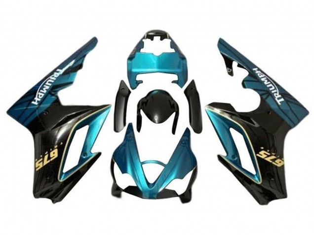 Carenado Moto Triumph Daytona 675 Triple 2009-2012 - Azul Verdoso Negro Brillante