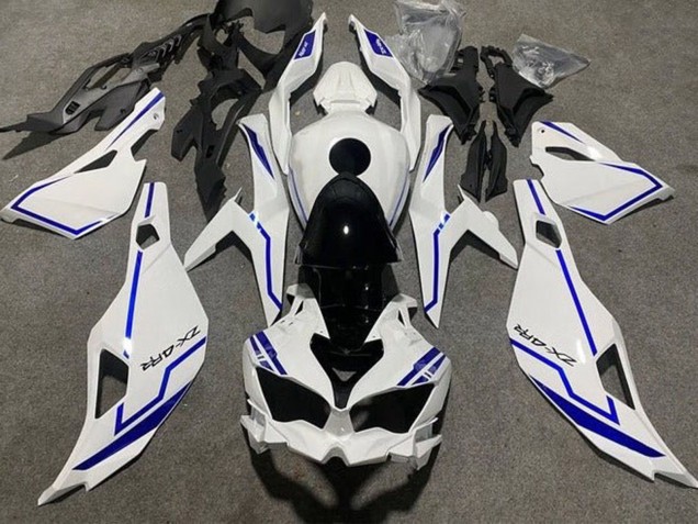 Carenados Moto Kawasaki ZX4R ZX-4RR 2019-2025 - Blanco Azul Raya