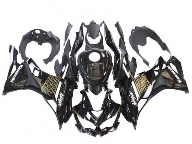 Carenados Moto Kawasaki ZX4R ZX-4RR 2019-2025 - Negro Brillante Blanco Oro