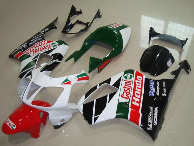 Kits Carenado Moto Honda VTR1000 2000-2006 - Blanco Rojo Verde Negro Brillante Castrol
