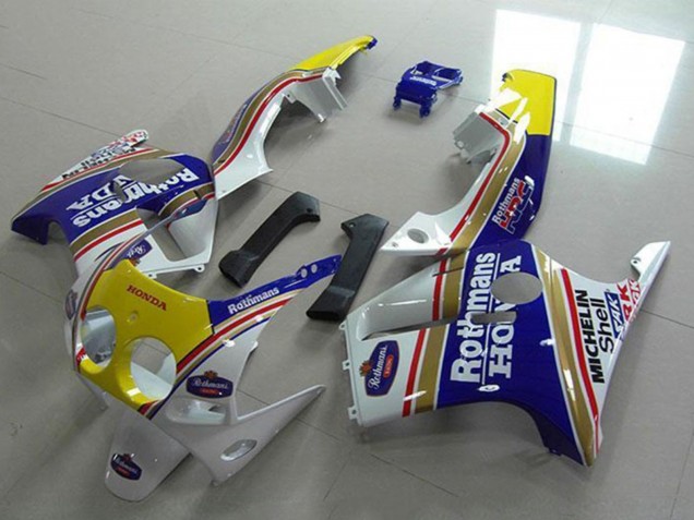 Carenados Moto Honda CBR250RR MC19 1988-1989 - Blanco Amarillo Azul Rothmans