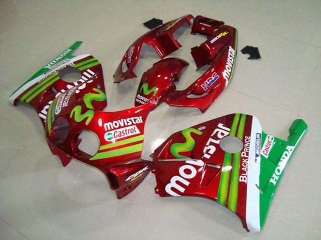 Carenados Moto Honda CBR250RR MC22 1990-1998 - Rojo Blanco Verde MoviStar