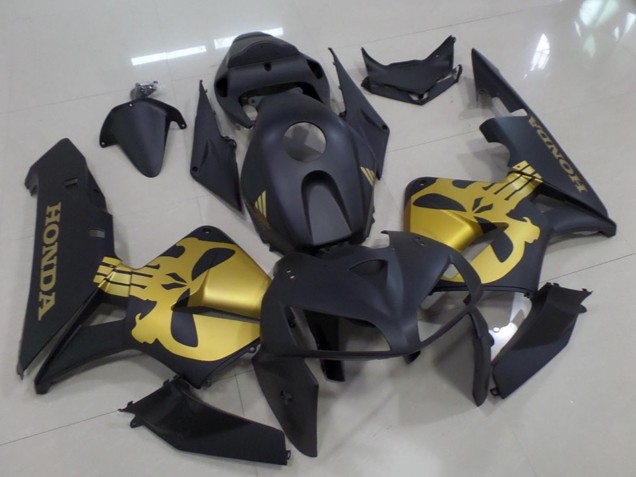 Carenados Moto Honda CBR600RR 2005-2006 - Negro Mate Oro Cráneo
