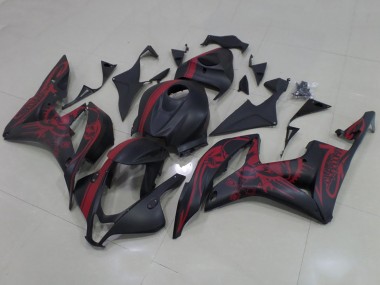 Carenados Moto Honda CBR600RR 2007-2008 - Negro Mate Rojo Cráneo Raya