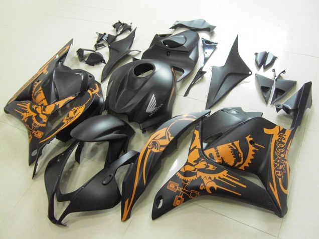 Carenados Moto Honda CBR600RR 2009-2012 - Negro Mate Naranja Cráneo