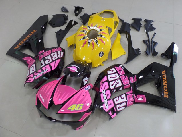 Carenados Moto Honda CBR600RR 2013-2026 - Amarillo Rosa Negro Brillante Rossi 46