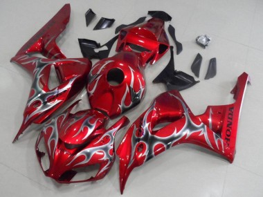 Carenados Moto Honda CBR1000RR 2006-2007 - Rojo Negro Plata Llama