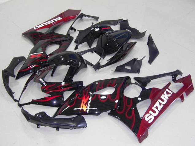 Carenados Moto Suzuki GSXR 1000 2005-2006 - Negro Brillante Rojo Llama