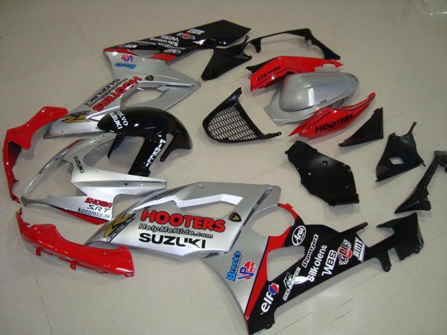 Carenados Moto Suzuki GSXR 1000 2005-2006 - Plata Rojo Negro Hooters