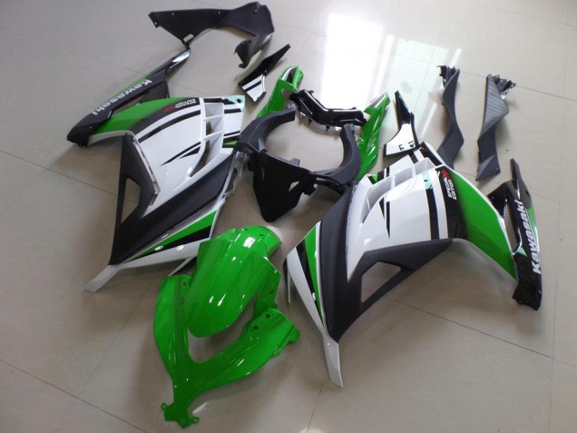 Carenados Moto Kawasaki ZX300R 2013-2018 - Blanco Verde Negro Mate
