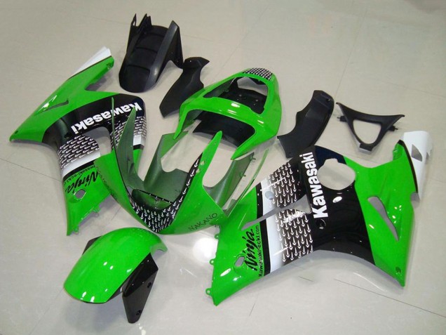 Carenado Moto Kawasaki ZX6R 2003-2004 - Verde Blanco Negro