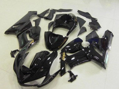 Carenados Moto Kawasaki ZX6R 2005-2006 - Negro Brillante Oro Calcomanías