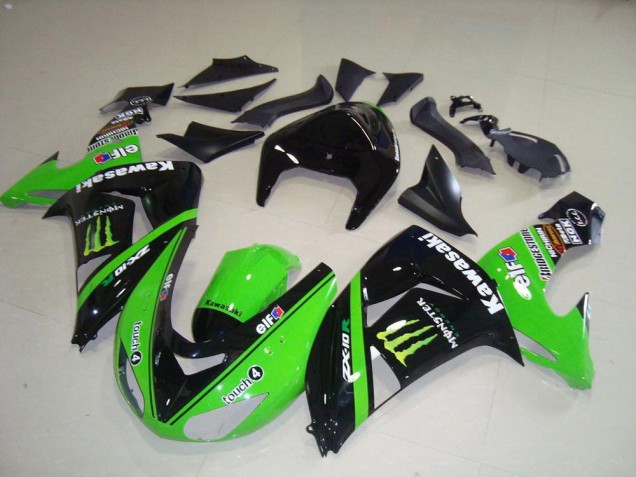 Carenados Moto Kawasaki ZX10R 2006-2007 - Verde Plata Negro Brillante Monstruo