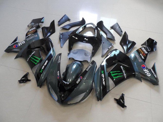 Carenados Moto Kawasaki ZX10R 2006-2007 - Negro Brillante Negro Mate Verde Elf Touch4 Monstruo Energy