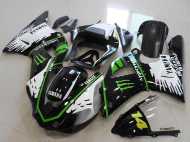 Carenados Moto Yamaha YZF R1 2000-2001 - Negro Brillante Blanco Verde Monstruo