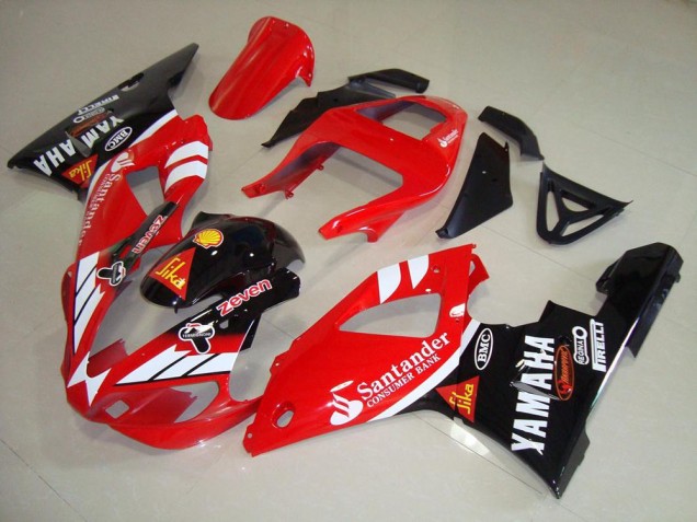 Carenados Moto Yamaha YZF R1 2000-2001 - Rojo Blanco Negro Brillante Santander