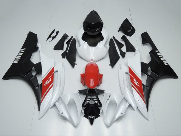 Carenado Moto Yamaha YZF R6 2006-2007 - Blanco Rojo Negro Mate