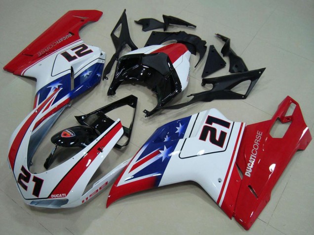 Carenados Moto Ducati 1198 2007-2014 - Blanco Rojo Azul Negro Brillante 21